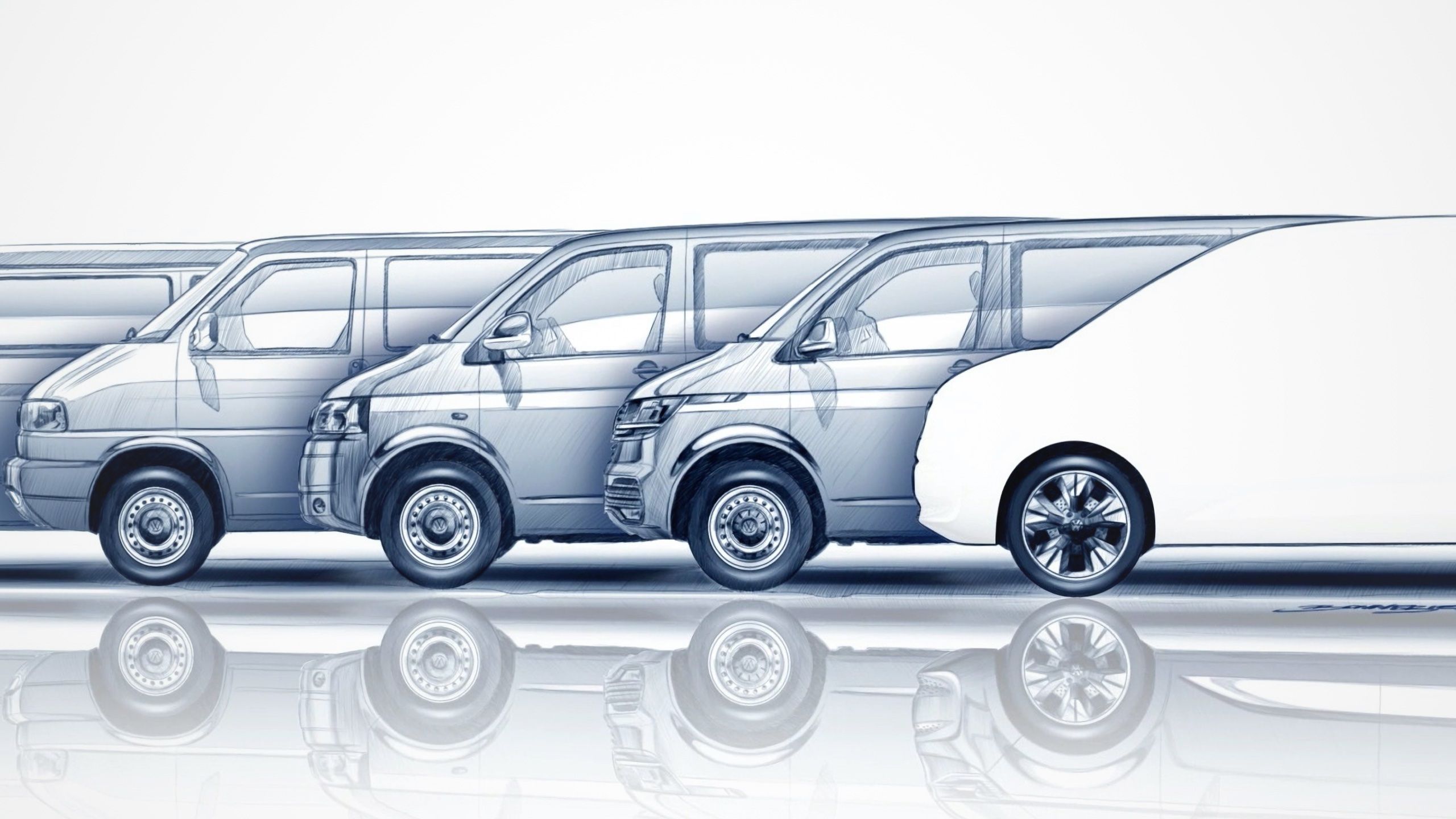 Изображение с еволюцията на Volkswagen Multivan.