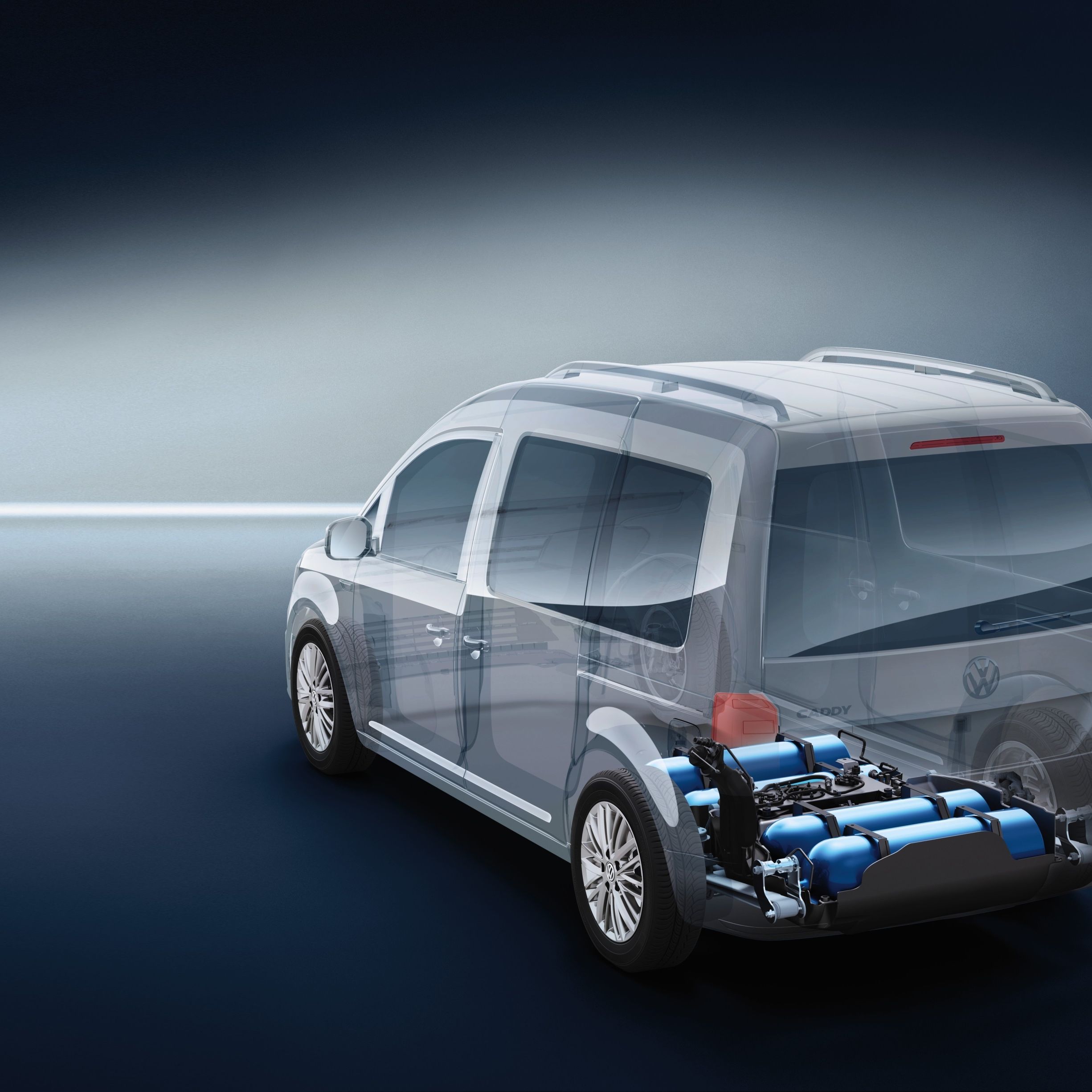 Volkswagen Caddy с визуализирана CNG система за задвижване на природен газ