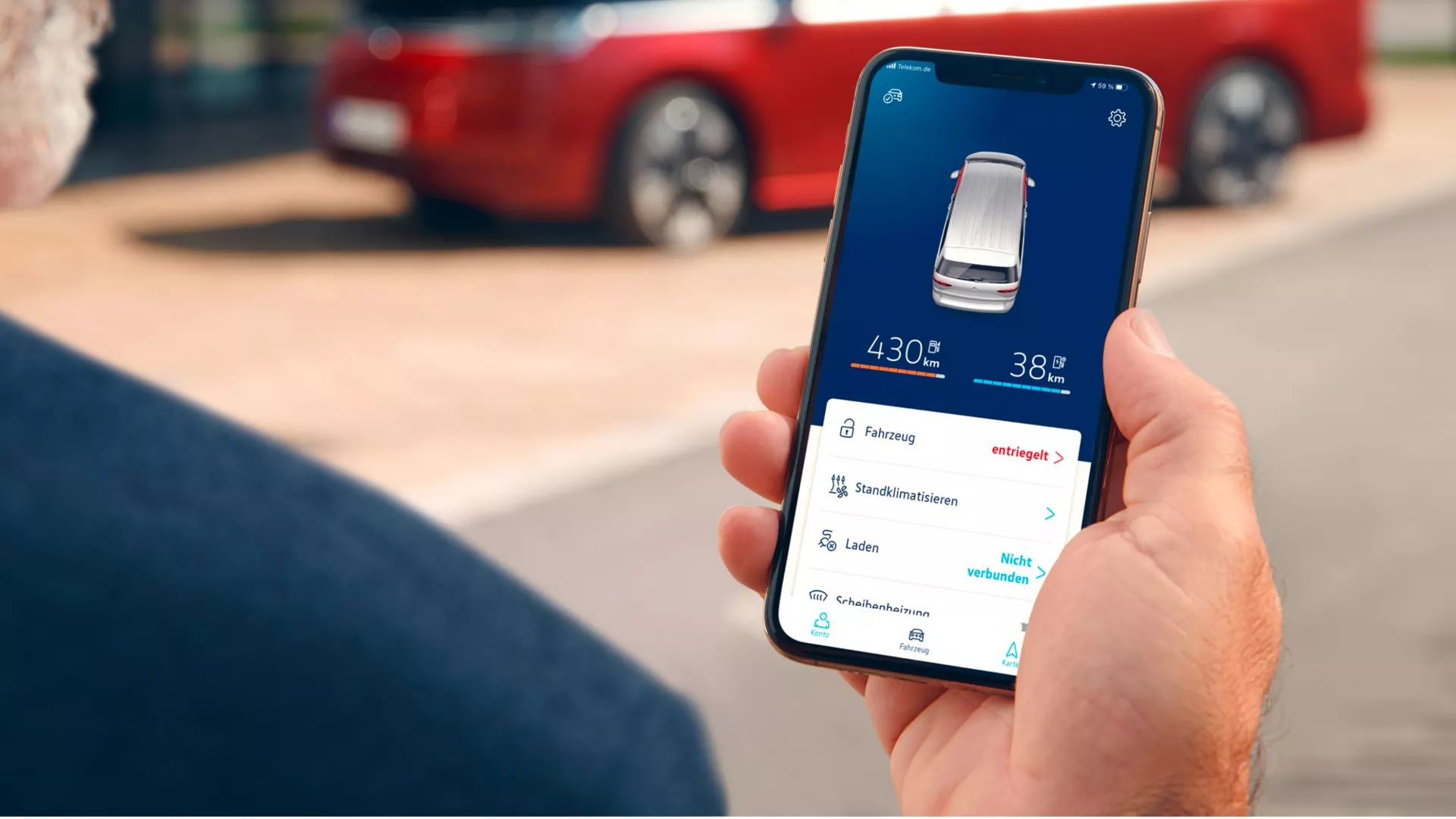 Multivan VW Connect App, Reichweitenanzeige  